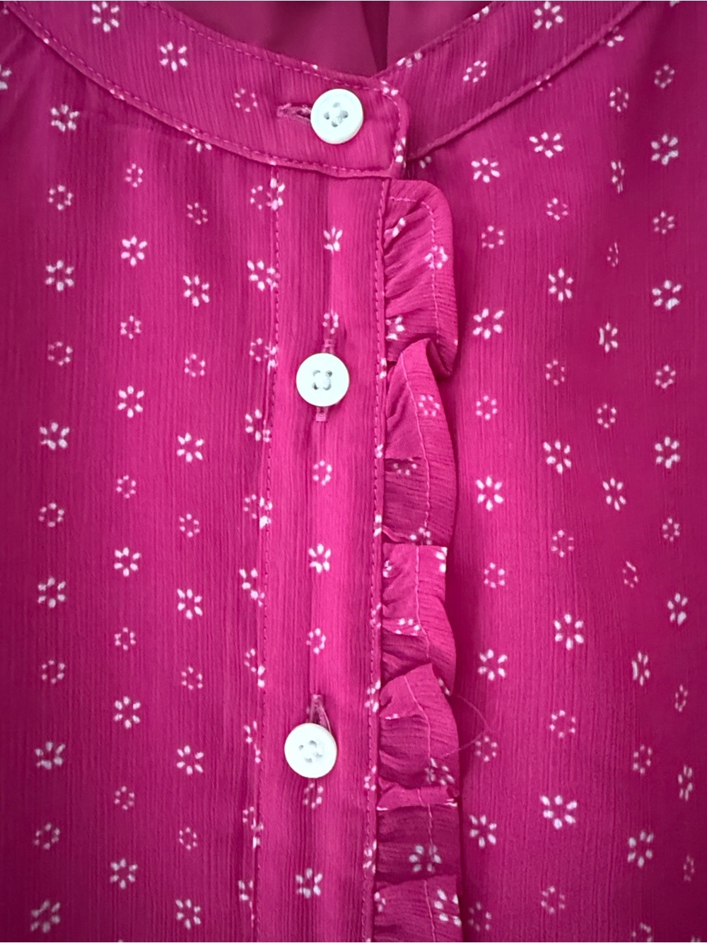 J. Crew Bright Pink Dot-Print Button Front Blouse - Picture 4 of 5